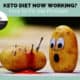 2 potatoes, one has been stabbed with a fork and knife and is bleeding ketchup. The other potato looks on in shock