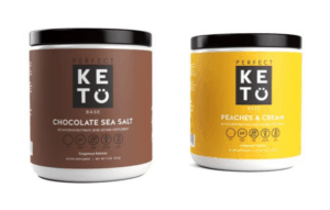 Perfect Keto Base Chocolate Sea Salt Flavor and Peaches and cream flavor