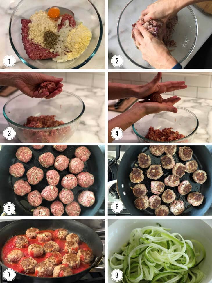 Step by step images for making Beef Meatballs Recipe