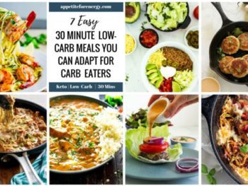Images of the 7 low-carb recipes in a grid