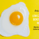 A fried egg on a bright yellow background