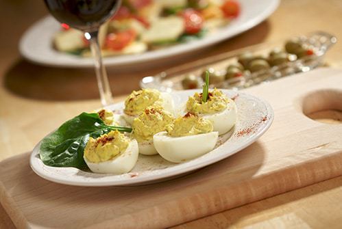 Devilled eggs on a plate