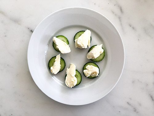 Cucumber slices with brie