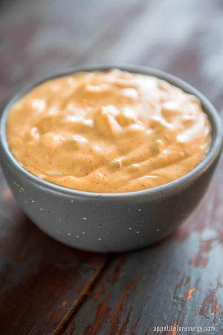 Remoulade Sauce in a rustic grey bowl