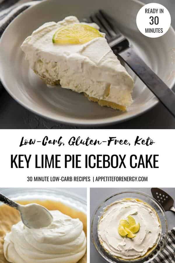 A slice of Key lime pie icebox cake in a white bowl with a fork and making the pie