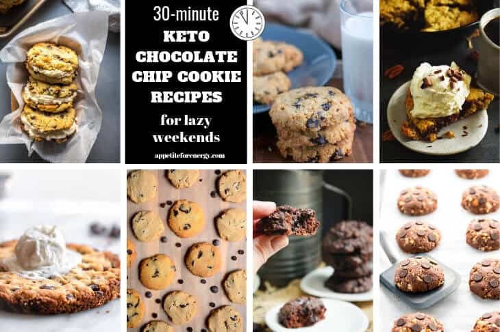 Collage showing the different chocolate chip cookie recipes