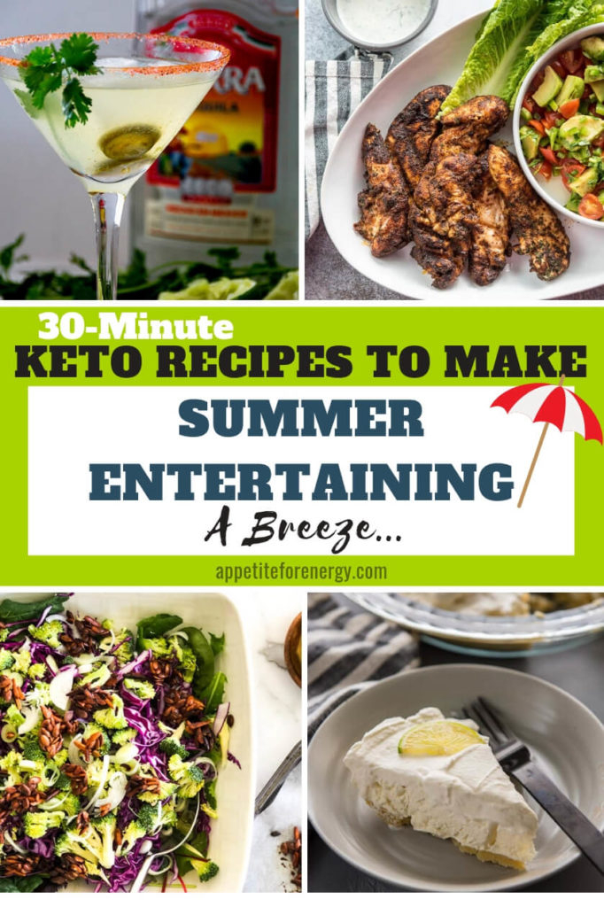 Collage showing several easy summer dishes for the keto diet