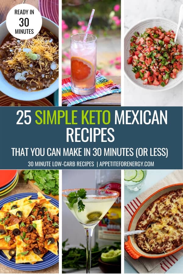 Collage with 6 of the simple Keto Mexican Food recipes for Cinco de Mayo