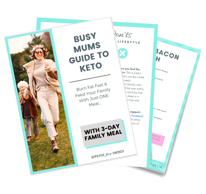 KETO BUSY MUMS GUIDE TO KETO with 3 Day meal plan mockup of download